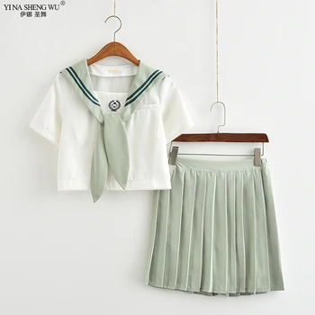 Matcha Zelený JK Jednotná v Japonštině v korejštině v Ženské Student Školní Uniformu Čisté Dívky Student Cosplay Letní Sukně, Námořnický Oblek