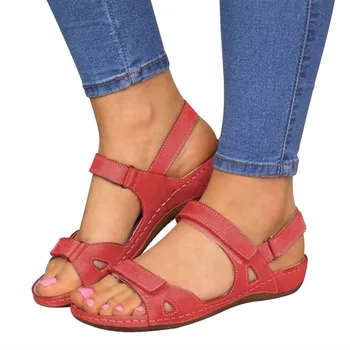 Ženy Letní Open Toe Pohodlné Sandály Super Měkké Prémiové Ortopedické Nízkými Podpatky, Chůze Sandály Toe Korektor Tlumicí