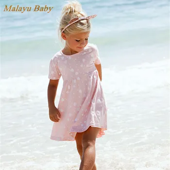 [Malayu Dítě] Dívky Šaty 2021 Letní Nové Roztomilé Dítě, Bavlna, Srdce Tisk Princezna Kostým 1-5 Rok Ležérní Děti Oblečení