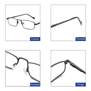 ZENOTTIC Malý Úzký Obdélník Rámu Brýlí Muži Retro Jasné Objektiv Kovový Rám Brýle Muž Plný Ráfek Krátkozrakost Optické Brýle