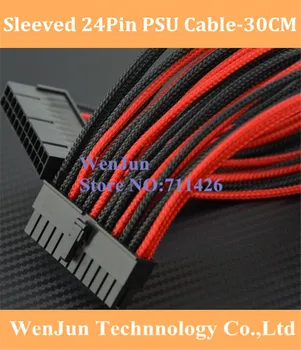 Černá Červená Žlutá Bílá Modrá Černá Barevné Jeden Rukáv 24Pin 2*12pin samec samice PCI-e, ATX PSU Prodlužovací Napájecí Kabel