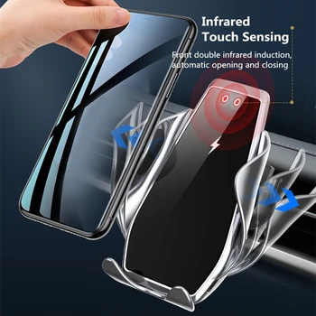 Bezdrátové Auto Nabíječka 15W Qi Rychlé Nabíjení s Automatickou Upínací Držák Air Vent Telefon Držák pro iPhone 12 11 XR X 8 Samsung S10 S20