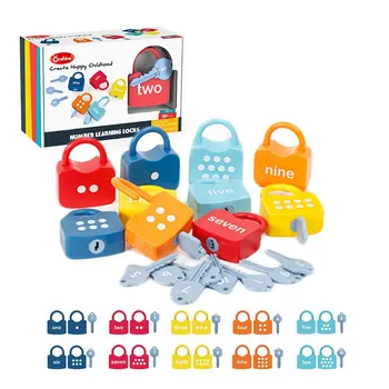 Montessori Hračky Baby Barva Matematika Utkání Odemknout Čísla Zamykání Hra, Děti, Vzdělávací Hračky Pro Děti Učit se Odemknout Montessori