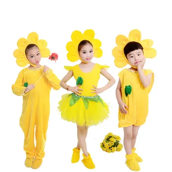 Děti, květ, tanec kostým sun flower tanec slunce květinové šaty pro dívky roztomilý květ taneční kostýmy kostým rostlin