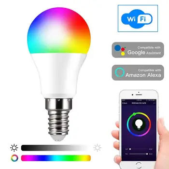 Smart 10W E14 LED RGB Magic Light Žárovka Lampa AC85-265V LED Reflektor Bluetooth Ovládání APLIKACE Práce S Alexa Echo Google Domov