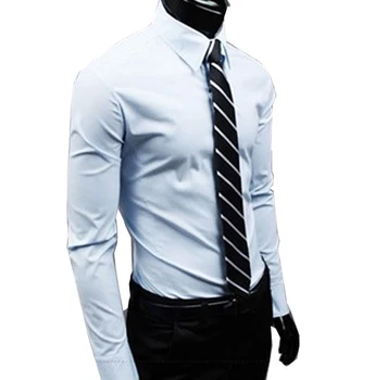 Nové Pánské Šaty, Košile Turn-Down Límec Unikátní Výstřih Módní Solid Color Slim Fit Dlouhý Rukáv Muži Tričko
