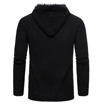 Svetr s kapucí pánské slim dlouhý rukáv ležérní zip kabát, na jaře a na podzim nové pánské svetr plus velikost černé XXL