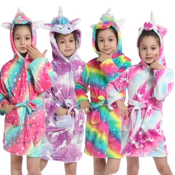 Nové Kigurumi Jednorožec s Kapucí Děti Župany Děti Hvězdičkový rainbow Župan Zvířat Pro Chlapce, Dívky, Pyžama, noční Košile Děti oblečení na Spaní