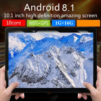 KT107 Kulatý Otvor Tablet 10.1 Palcový HD Velké Obrazovce Android Verze 8.10 Módní Přenosný Tablet 1G+16G Black Tablet