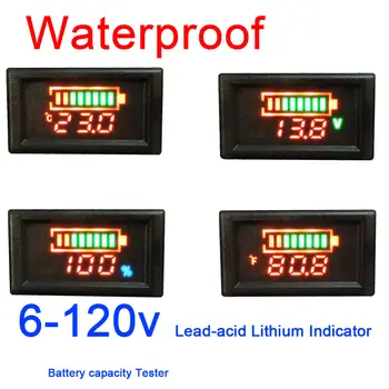 2v1 12v 24v 36v 48v 60v 72v 120v LED olověných Lithium Indikátor kapacity Baterie Tester voltmetr teplota auto