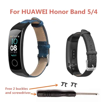 Džínové Náramek Pouzdro Kov Náramek Popruh Hodinky Kapely Pro Huawei Honor Band 5/4 Sportovní Náhradní Módní Inteligentní Příslušenství