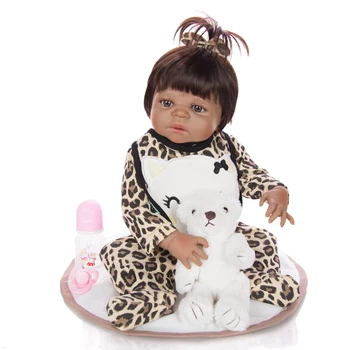 KUKADOLL 57cm Plné Tělo Silikonové Reborn Panenky Bonecas Menina Ručně Černé Kůže Baby Doll Hračky Dítě Dárky k Narozeninám Kamaráda