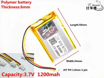 JST PH 1,0 mm 3 pin Dobrou Qulity 3.7 V,1200mAH 603450 Polymer lithium-ion / Li-ion baterie pro tablet pc BANKA,GPS,mp3,mp4