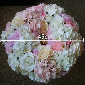 Umělé růže, Hortenzie věnec Svatební dekorace stůl středobodem květiny věnec Arch květinové prsteny 45cm Mixcolor 10pcs/lot