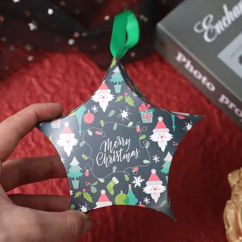 Vánoční Pět-špičaté Hvězdy Candy Box Vánoční Balení Dárková Taška Vánoční Dodávky Děti Birthday Laskavosti Box Balení Papírových Sáčků