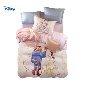 Kráska a zvíře sada povlečení luxusní bavlněné disney bed sady listů 3d pink girl princezna peřinu dítě dárek polštář dítě