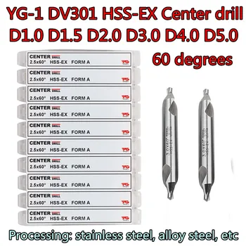D1.0 D1.5 D2.0 D3.0 D4.0 D5.0 YG-1 DV301 HSS-EX Center drill Zpracování: nerezové oceli, slitiny, ocel, atd.