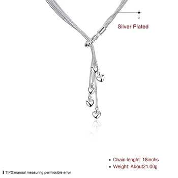 Nový Luxusní 925 Sterling Silver Dlouhý Střapec Srdce Přívěsek Náhrdelník Pět Srdce Náhrdelníky Pro Ženy Módní Šperky Dárek