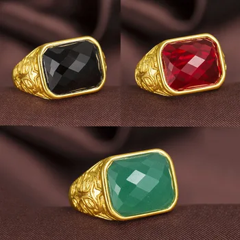 Vietnam aluviální zlato nastavitelné kroužky zlaté barevné kamenné desky mosaz žádné vyblednutí prsteny šperky