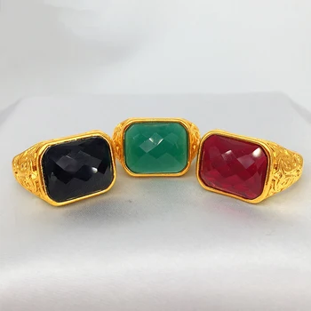 Vietnam aluviální zlato nastavitelné kroužky zlaté barevné kamenné desky mosaz žádné vyblednutí prsteny šperky