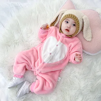 Zimní Novorozence Oblečení Flanel Tisk Romper Baby Boy Teplé Dítě Dítě, Chlapec, Dívka, Měkké Kombinéza dětská Pyžama