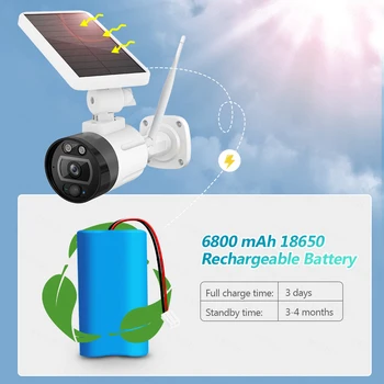 FUERS 1080P 2MP Solární Baterie Bezdrátové WIFI Kamery Venkovní Bezpečnostní IP Kamera Alexa Cloud IP66 Vodotěsné CCTV