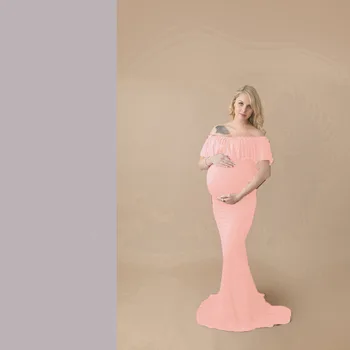 Dlouhý Ocas mořské Panny Těhotenské Šaty Fotografie Oblečení Těhotenství Těhotné Ženy Šaty na Focení Miminko Party
