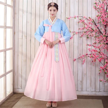 Retro Žena Korejské Tradiční Hanbok Šaty Elegantní Princezna Svatební Party Šaty Antického Menšiny Lidový Tanec Jevištní Kostým