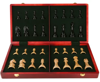 Kolekce Šachy Skládací Deska Drahé Dospělé Ajedrez Profesional Kovové A Dřevěné Šachy Velké Ručně vyráběné Šachy BG50CS