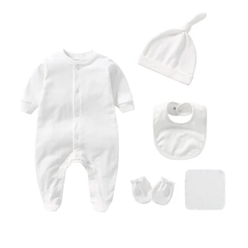 2021 Pevné Pyžamo Sady 5KS Novorozence Bavlna Romper Unisex Baby Girl Oblečení Kombinéza Jaro Baby Boy Oblečení Ropa Bebe Podzim