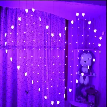 Vzdálená Láska ve tvaru Srdce, víla LED string opony Světlo 2 M*1,5 M 124Led Valentine Xmas Svatební party okno Ložnice věnec dekor
