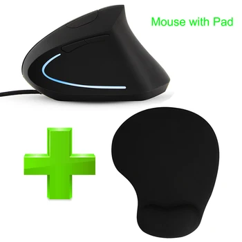 CHYI Kabelové Vertikální Myš Ergonomický LED Podsvícením Světlo 3200DPI Zápěstí Chránit Herní Myší S Mouse Pad Kit Pro Počítač