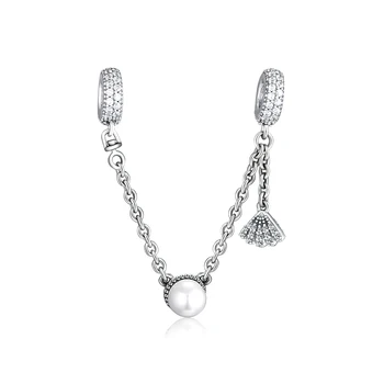 Hodí se pro Pandora Kouzlo Náramky 925 Sterling Silver Šperky Tropické Shell & Pearl Bezpečnostního Řetězce Korálky Doprava Zdarma