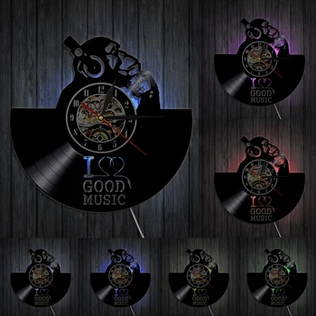 Šimpanz Myslitel Opice Gorila 3D Nástěnné Hodiny Sluchátka Vinyl Záznam Nástěnné Hodiny mám Rád Dobrou Hudbu Persoanlity Wall Art Dekorativní