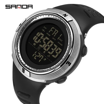 SANDA 50M Vodotěsné Pánské Hodinky Nové Módní Ležérní Multifunkční Student Náramkové hodinky LED Digitální Sportovní Hodinky Muži