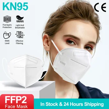 60Pcs KN95 Maska FFP2, CE Masky jednorázové dospělé Respirátor mascherine KN95 Mascarillas maska na Obličej Ústa Ochranné Masky