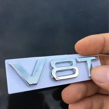 V6T V8T Znak Písmena, Čísla Kovu Chrom, Zinek Car Styling Dovybavení Fender Kufru 3D Nálepka pro Audi A4 A6 A4L A6L Černé Červené