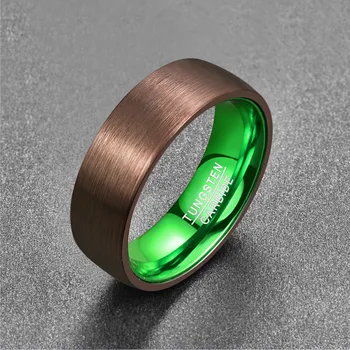 Valentýna se Zabývá Populární Pozlacené Hnědá Zelená Kupole Karbidu Wolframu Prsten Módní Retro Zásnubní Prsten Šperky Pro Muže