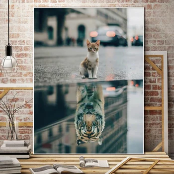 Nástěnné Plátno Dekorace pro Obývací Pokoj , Obraz, lev nebo kočka, Tygr, v centru, Domácí Dekorace, Filmový Plakát, Cuadros Modernos