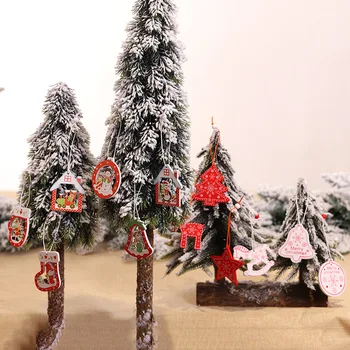 Vánoční Dřevěné Ozdoby 12ks Mix Dřevěný Vánoční Strom Jelen Kůň Přívěsek Vánoční Dekorace pro Domácí Noel Vánoce Dárky Dodávky