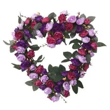 Umělé Květiny ve tvaru Srdce růže Věnec Jarní Věnec Venkovní pro přední Dveře
