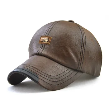Podzimní a zimní nové pánské baseball cap trend kožené módní jednoduchý styl all-zápas baseball cap