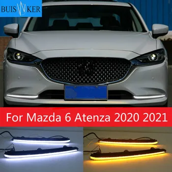 2KS Tekoucí Žlutá směrovka Vodotěsné ABS Auto DRL Lampa LED pro Denní svícení Světla Pro Mazda 6 Atenza 2020 2021