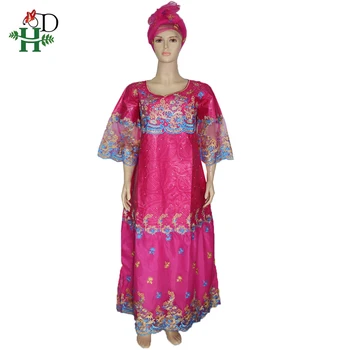 H&D africké šaty pro ženy, výšivky krajky šaty s hlavy zábaly bazin riche dashiki dlouhé šaty jižní afrika lady oblečení