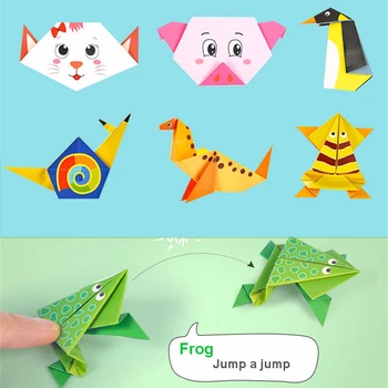 54 Ks Karikatura Origami Kniha Papíru, Umění A Řemesel, Holky, Hračky DIY Ruční 3D Puzzle Animal Řemesla Pro Děti, Vzdělávací, Dítě, Hračka