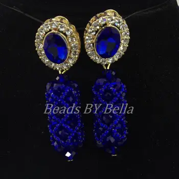 Nigerijské Svatební Africké Korálky Šperky Set Royal Blue Crystal Ženy, Párty, Krajka, Šperky Set Náhrdelník s Přívěskem Doprava Zdarma ABK938