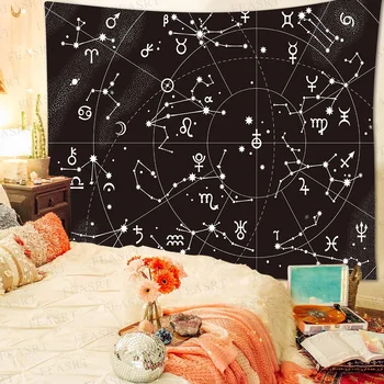 Nové Kreativní Astroláb Graf Zvěrokruhu Zdi Gobelín Horký Vesmír, Nebeské Hvězdy, Mandala Gobelín Zdi Visí Tkaniny Boho Dekor