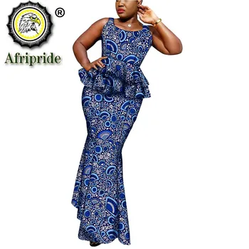 2019 africké šaty pro ženy AFRIPRIDE dashiki bazin riche ankara tisk šaty čisté bavlny jaro&podzim voskové batiky S1825070