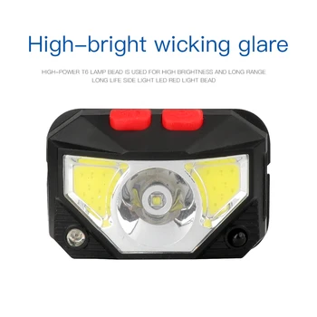 Super Bright LED Světlomet Vestavěný Snímač, Induktivní Dobíjecí LED Reflektor s USB Nabíjecí Kabel Pro Běh, Rybaření