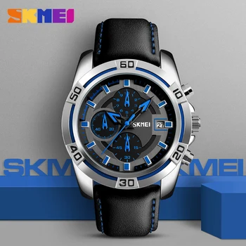 Nové SKMEI Módní Hodinky Muži Kožený Top Luxusní Vojenské Quartz Náramkové hodinky Vodotěsné Venkovní Sportovní Hodinky Relogio Masculino
